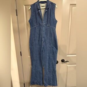 Free People Denim Sleeveless Jumpsuit